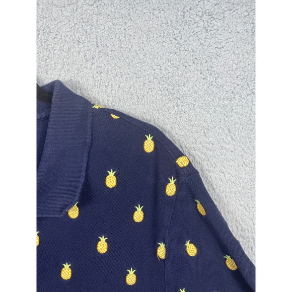 Express Mens Size XL Navy Polo Shirt Pineapple Print - Picture 11 of 14